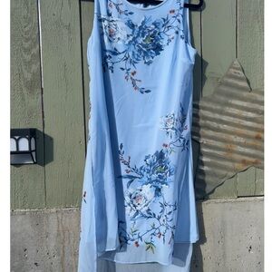 White House Black Market Blue Floral High Low Dress
